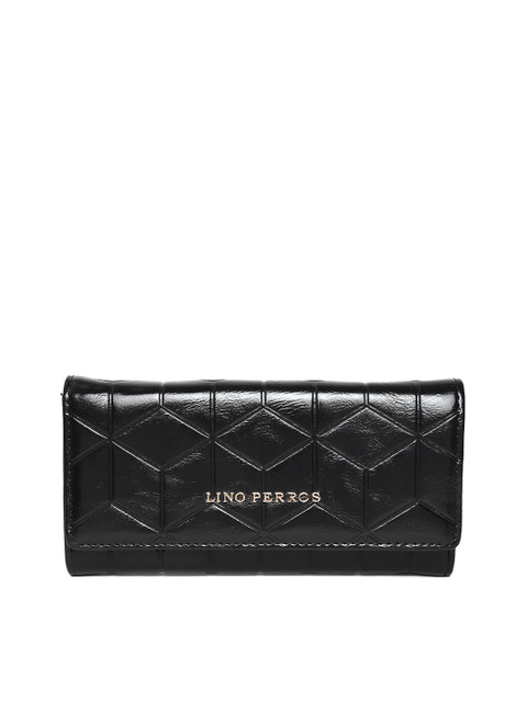 

Lino Perros Women Black Textured Three Fold Wallet