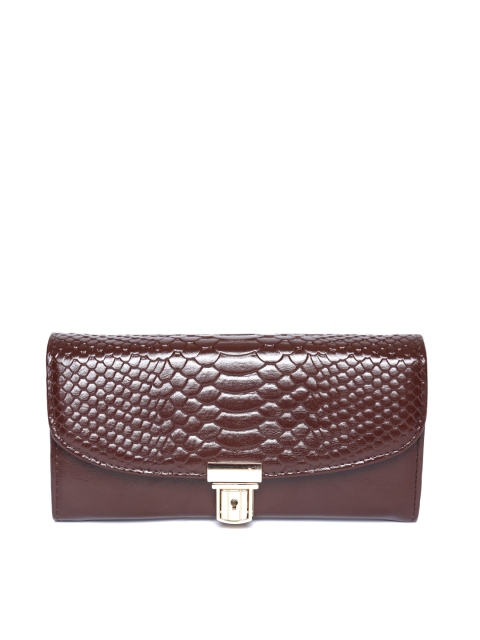 

Lino Perros Women Coffee Brown Snakeskin Texture Three Fold Wallet