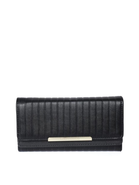 

Lino Perros Women Black Striped Three Fold Wallet