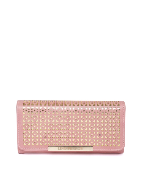 

Lino Perros Women Pink Laser Cut Three Fold Wallet