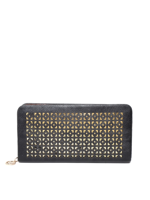 

Lino Perros Women Black Cut Work Zip Around Wallet
