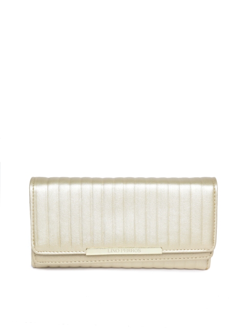 

Lino Perros Women Gold-Toned Striped Three Fold Wallet
