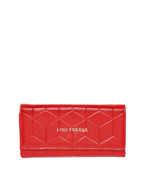 

Lino Perros Women Red Textured Three Fold Wallet