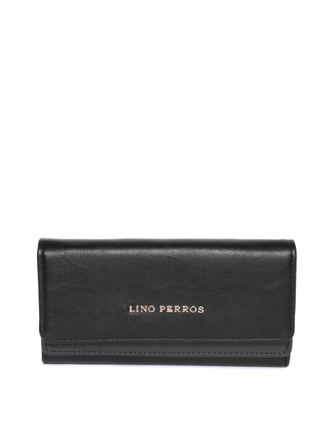 

Lino Perros Women Black Solid Three Fold Wallet