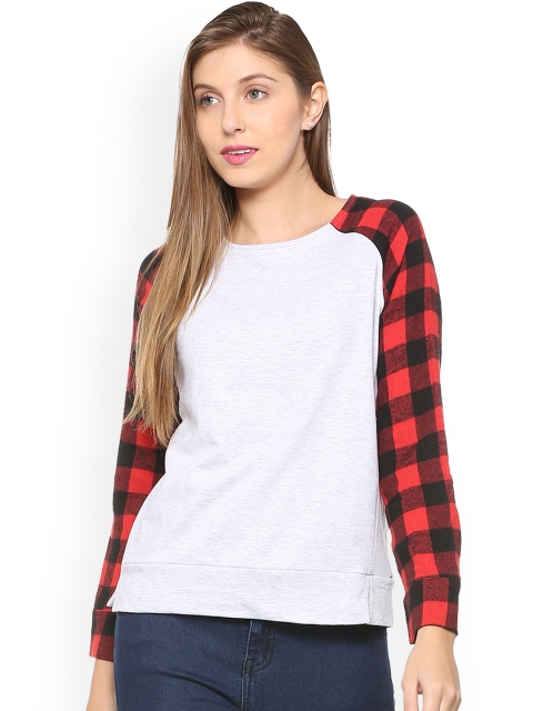 

People Women Grey Solid Raglan Sleeves Top