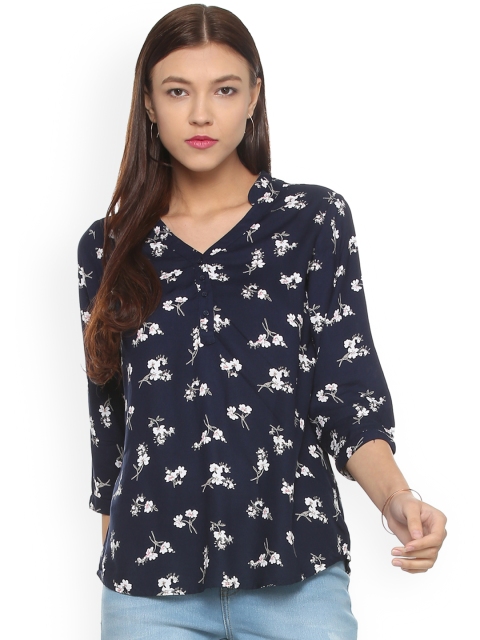 

People Women Navy Blue Printed Top