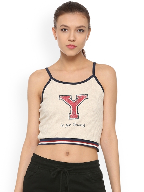 

People Women Cream-Coloured Printed Top