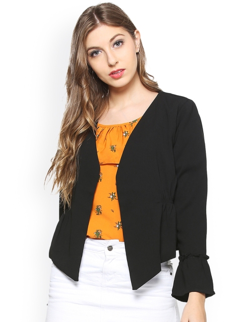 

People Women Black Solid Open Front Jacket