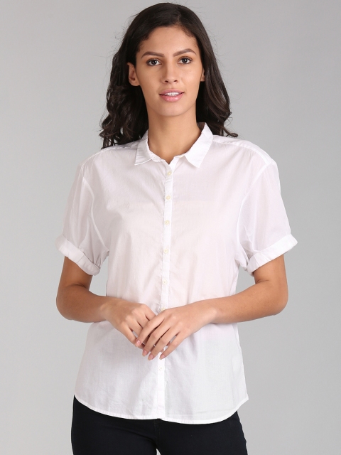 

GAP Women White Roll Cuff Shirt