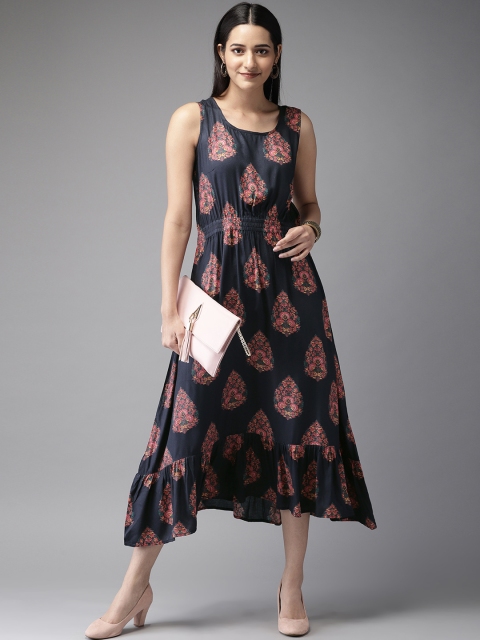 

Anouk Women Dark Grey Printed A-Line Fusion Kurta