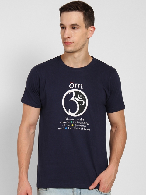 

Tantra Men Navy Blue Printed Round Neck T-shirt