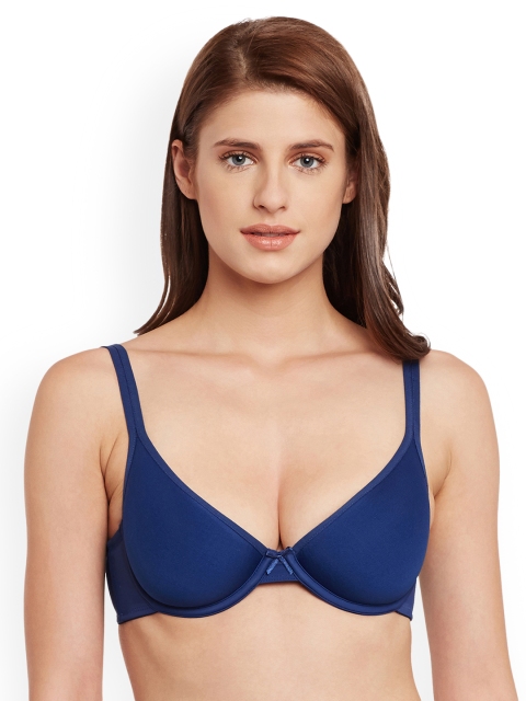 

SECRETT CURVES Blue Solid Underwired Lightly Padded T-shirt Bra FZVHMG