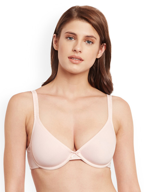 

SECRETT CURVES Pink Solid Underwired Lightly Padded T-shirt Bra FZVHMG