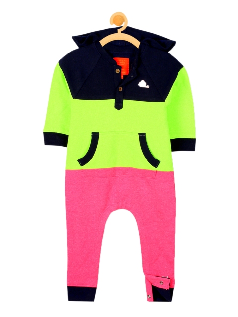 

Cherry Crumble Kids Green Pink & Black Colourblocked Bodysuit