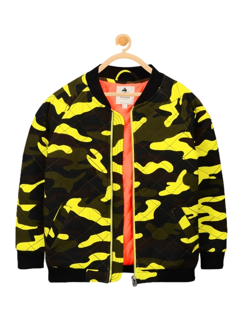 

Cherry Crumble Kids Yellow Printed Bomber