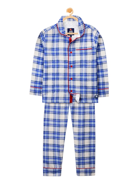 

Cherry Crumble Kids Blue & White Checked Night suit WS-NSUIT-7146