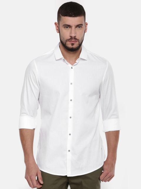 

Being Human Clothing White Solid Slim Fit Casual Shirt