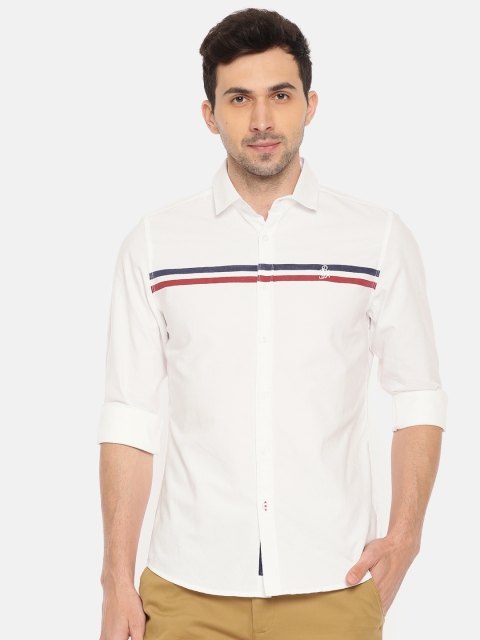 

Being Human Men White Slim Fit Striped Casual Shirt