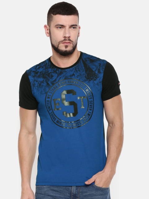 

Being Human Men Blue Printed Round Neck T-shirt