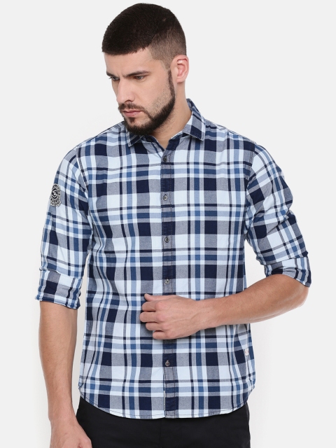 

Being Human Clothing Blue & White Comfort Slim Fit Casual Shirt