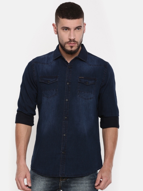 

Being Human Clothing Men Blue Regular Fit Denim Casual Shirt
