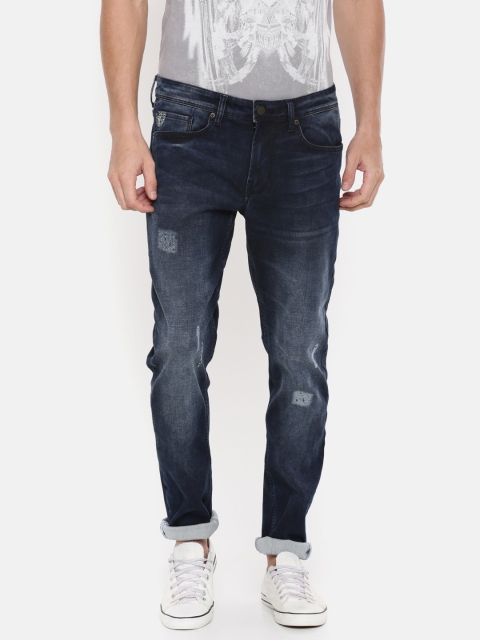 

Being Human Men Blue Skinny Fit Mid-Rise Low Distress Stretchable Jeans