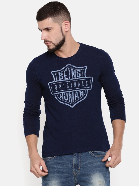 

Being Human Men Blue Printed Round Neck T-shirt