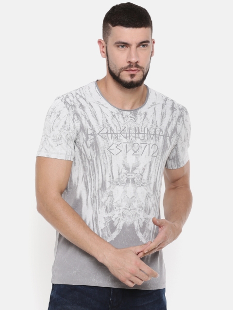 

Being Human Men Grey Printed Round Neck Pure Cotton T-shirt