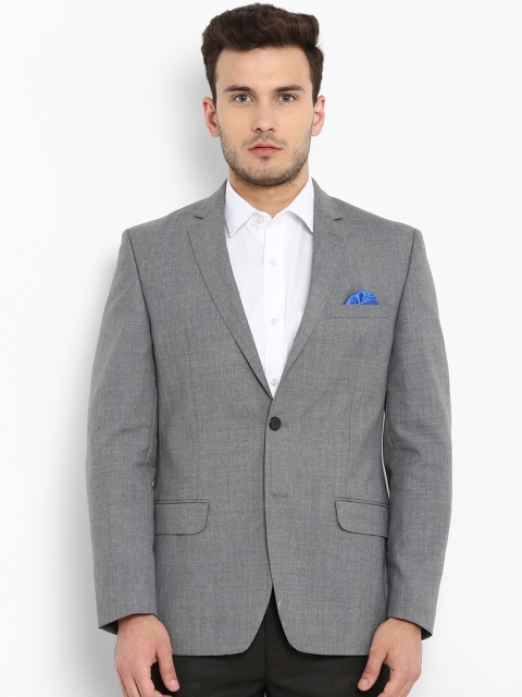 

Park Avenue Men Grey Self-Design Single-Breasted Blazer