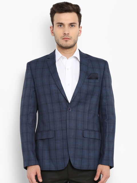 

Park Avenue Men Blue Checked Slim Fit Single-Breasted Blazer