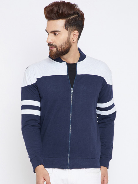 

The Dry State Men Navy Blue & White Colourblocked Sweatshirt