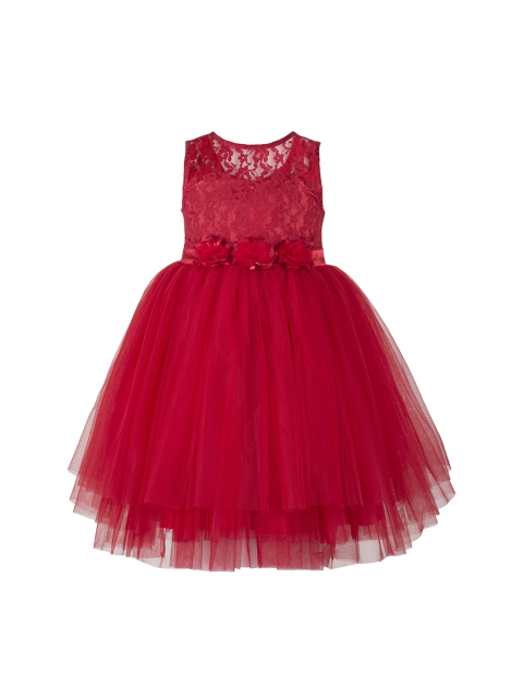 

Toy Balloon kids Girls Red Self Design Fit and Flare Dress