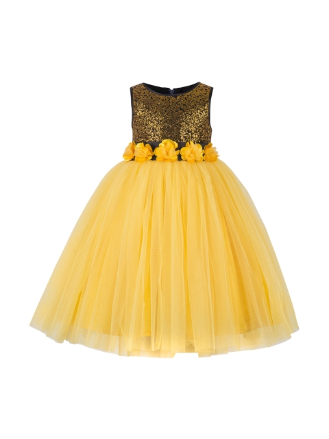 

Toy Balloon kids Girls Yellow Self Design Fit and Flare Dress
