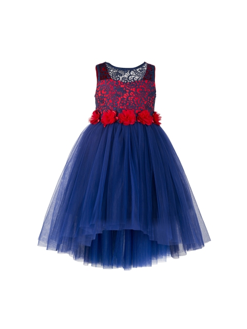 

Toy Balloon kids Girls Blue Self Design Fit and Flare Dress