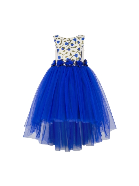 

Toy Balloon kids Girls Blue Self Design Fit and Flare Dress