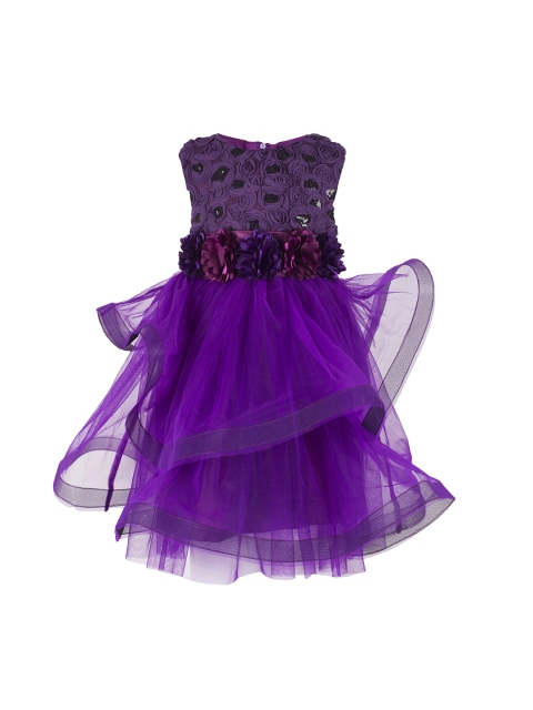 

Toy Balloon kids Girls Purple Self Design Fit and Flare Dress