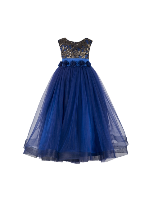 

Toy Balloon kids Girls Blue Self Design Fit and Flare Dress