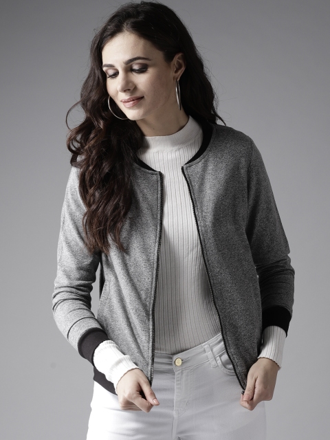 

Moda Rapido Women Grey Melange Solid Sweatshirt