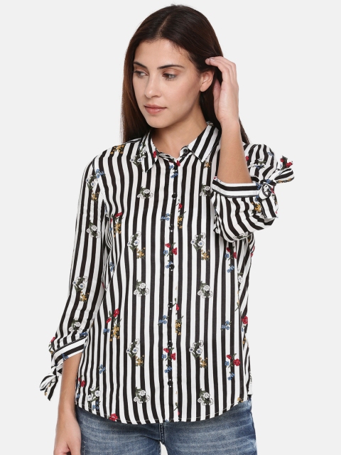 

Fame Forever by Lifestyle Women Black Striped Shirt Style Top