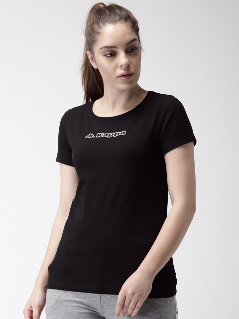 

Kappa Women Black Solid Round Neck Comfort Fit T-shirt