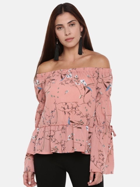 

CODE by Lifestyle Women Pink Printed Bardot Top