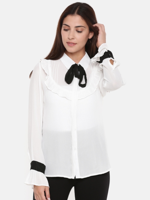 

CODE by Lifestyle Women White Solid Top