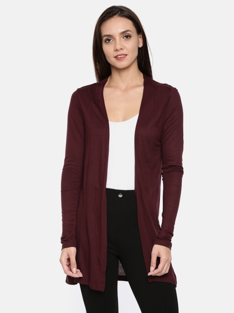 

CODE by Lifestyle Burgundy Solid Open Front Shrug
