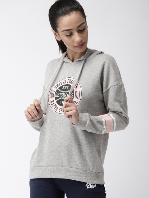 

Kappa Women Grey Printed Hooded Sweatshirt