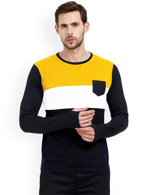 

Maniac Men Black Colourblocked Round Neck T-shirt