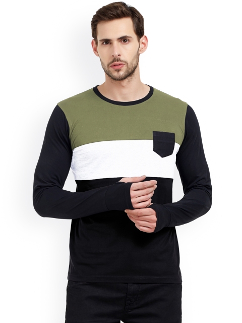 

Maniac Men Black Colourblocked Round Neck T-shirt