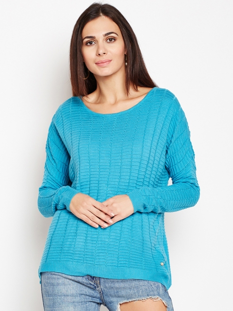 

Taanz Women Blue Self Design Pullover