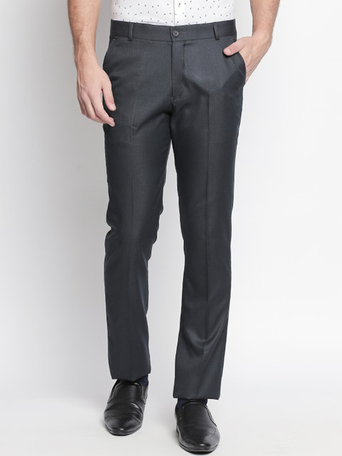 

Solemio Men Grey Slim Fit Solid Formal Trousers