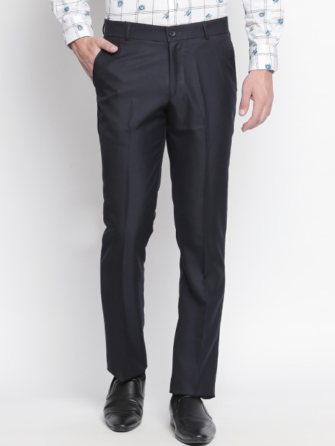

Solemio Men Blue Slim Fit Solid Formal Trousers