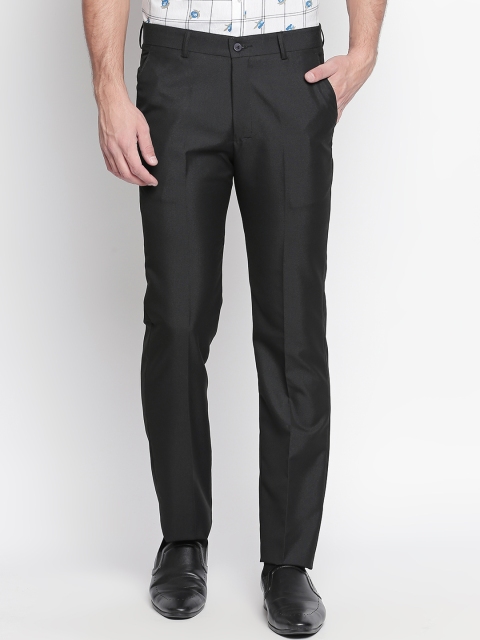 

Solemio Men Black Slim Fit Solid Formal Trousers
